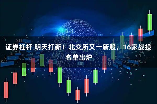 证券杠杆 明天打新！北交所又一新股，16家战投名单出炉